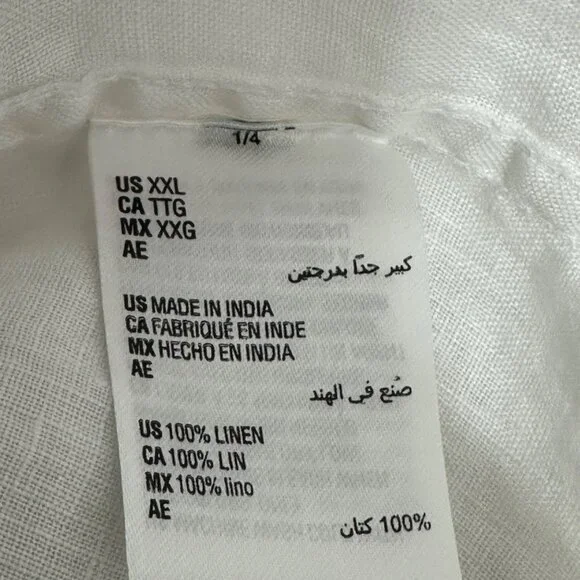 Linen Club Room Luxury Mens White Linen Shirt XXL Resort Tropical Old Money - Picture 5 of 8